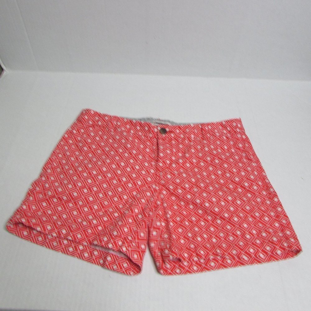 Merona Chino Shorts 6 Geometric Pattern Coral